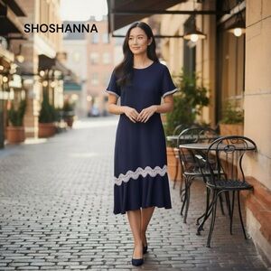 SHOSHANNA WORK or PARTY DRESS LACE NAVY BLUE 8